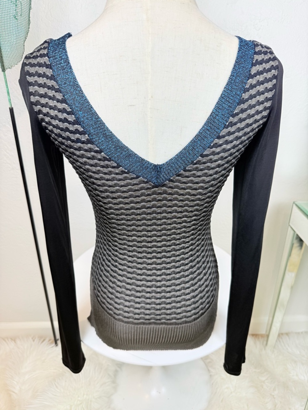 Vintage Custo Barcelona Reversible VNeck Luxury Knit‎ Top M Party Y2K DateNight